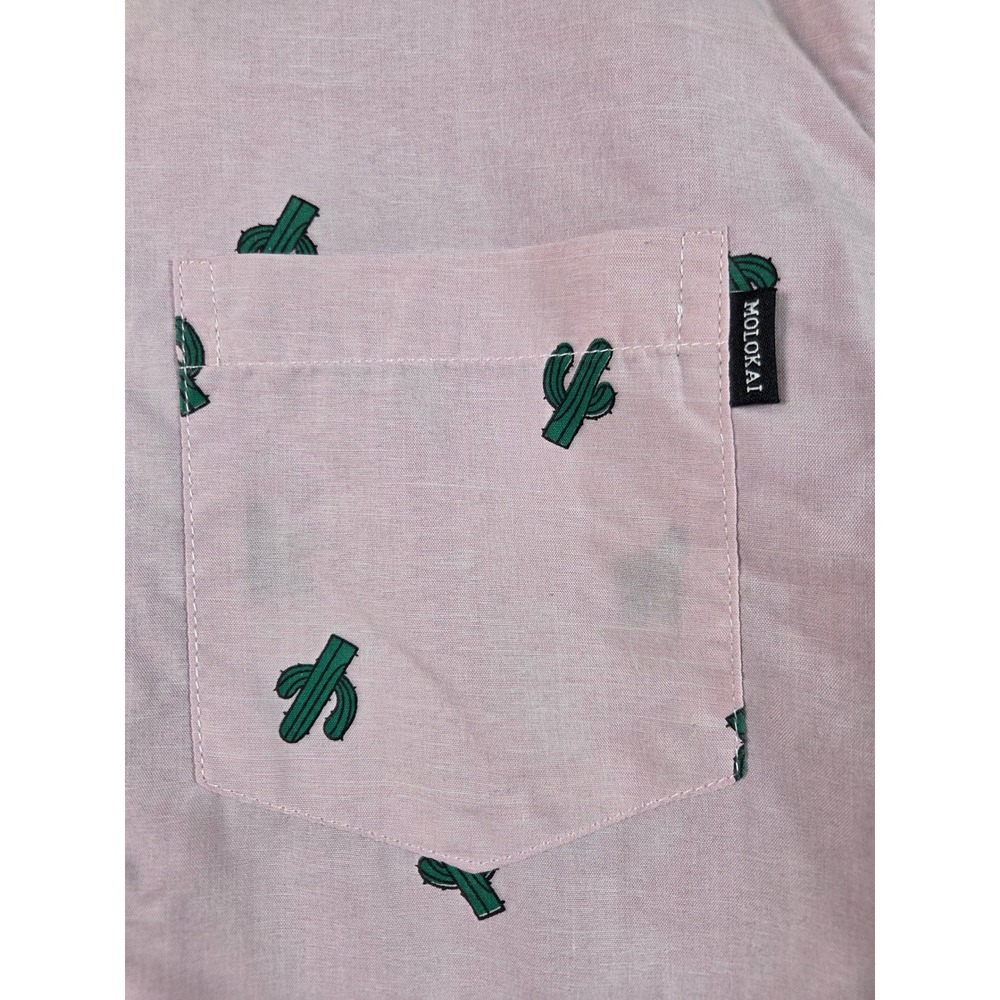 Molokai Surf Co Button Down Shirt Mens Large Pink Cactus Print Short Sleeve - Picture 3 of 10